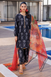 3-PC Printed Cotton Shirt with Chiffon Dupatta and Trouser CPM-4-054